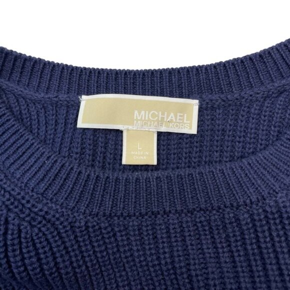 MICHAEL Michael Kors Long Sleeve Sweater Sz Large Gold Vent Holes - Picture 2 of 5